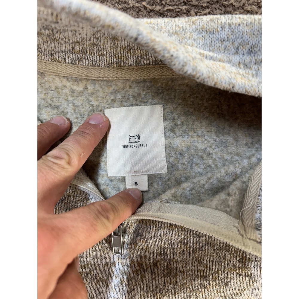 Thread & Supply Womens Heather Oatmeal Quarter Zip Pullover Fleece S JKX7570 - Picture 5 of 8